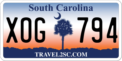 SC license plate XOG794