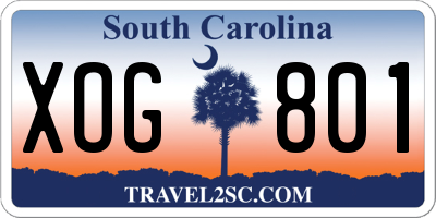 SC license plate XOG801