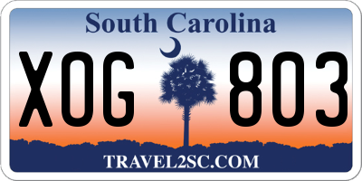 SC license plate XOG803