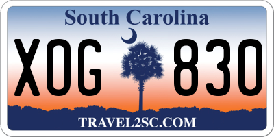 SC license plate XOG830
