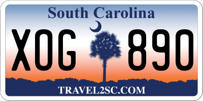 SC license plate XOG890