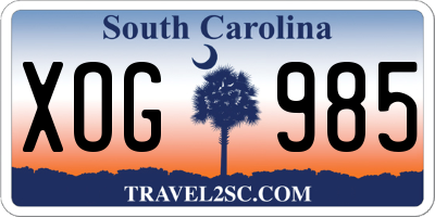 SC license plate XOG985