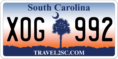 SC license plate XOG992
