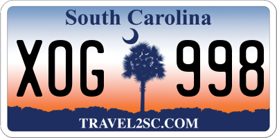 SC license plate XOG998