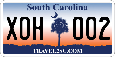 SC license plate XOH002