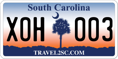 SC license plate XOH003