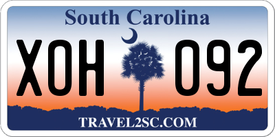 SC license plate XOH092