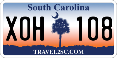 SC license plate XOH108
