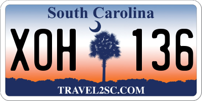 SC license plate XOH136
