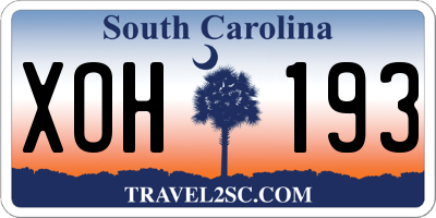SC license plate XOH193