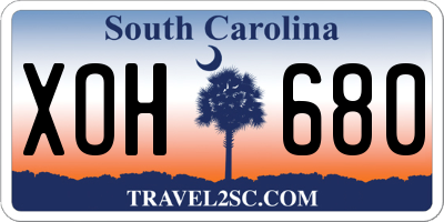 SC license plate XOH680