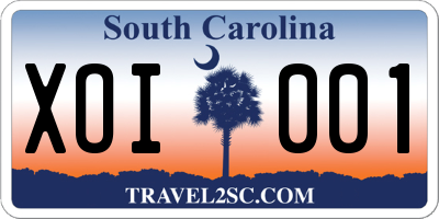 SC license plate XOI001