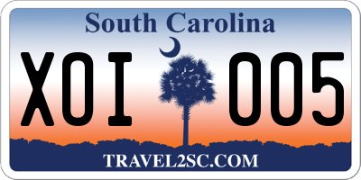 SC license plate XOI005