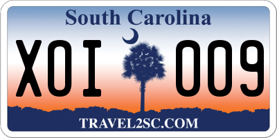 SC license plate XOI009