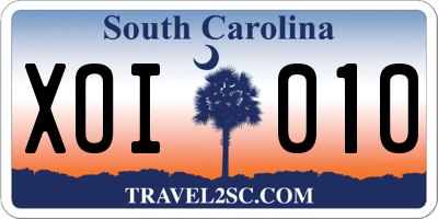 SC license plate XOI010