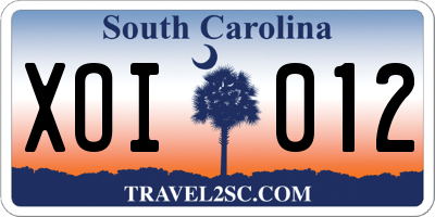 SC license plate XOI012