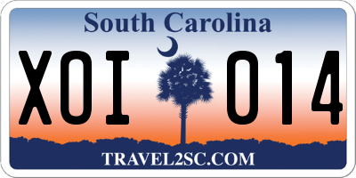SC license plate XOI014