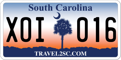 SC license plate XOI016