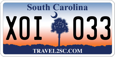 SC license plate XOI033