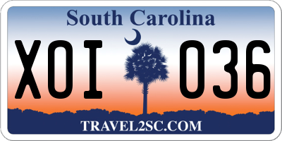 SC license plate XOI036