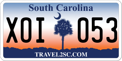 SC license plate XOI053