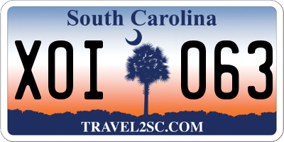 SC license plate XOI063