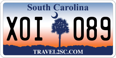 SC license plate XOI089