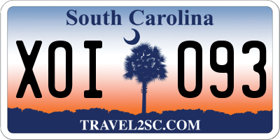 SC license plate XOI093