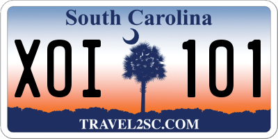 SC license plate XOI101