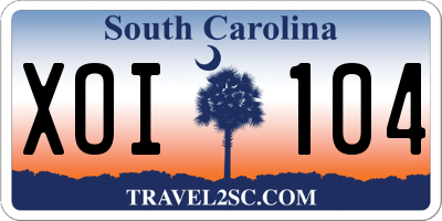 SC license plate XOI104