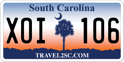 SC license plate XOI106