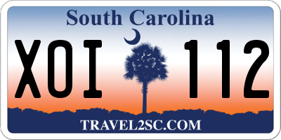 SC license plate XOI112