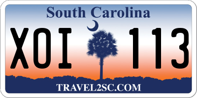 SC license plate XOI113