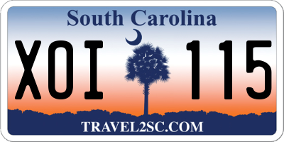 SC license plate XOI115