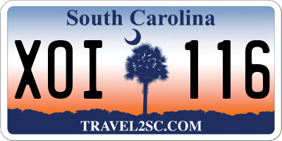 SC license plate XOI116