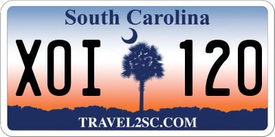 SC license plate XOI120
