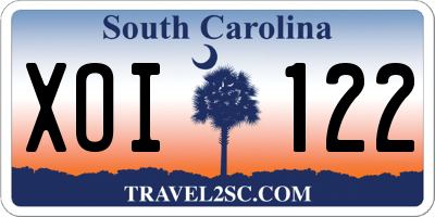 SC license plate XOI122