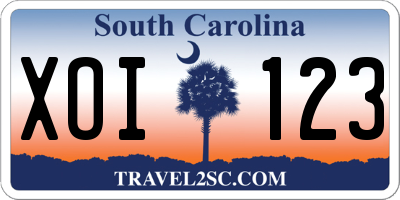 SC license plate XOI123