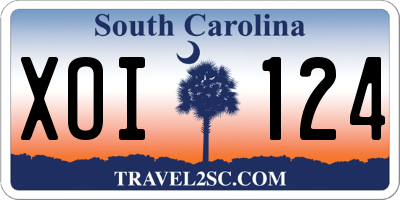 SC license plate XOI124
