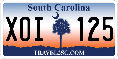 SC license plate XOI125