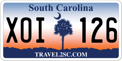 SC license plate XOI126
