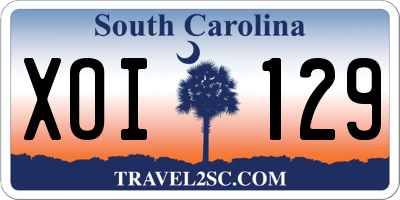 SC license plate XOI129