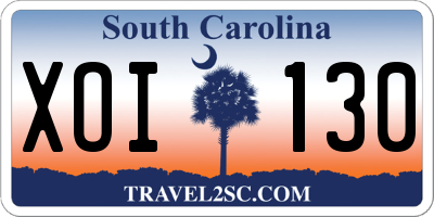 SC license plate XOI130