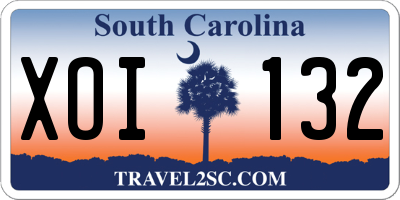 SC license plate XOI132