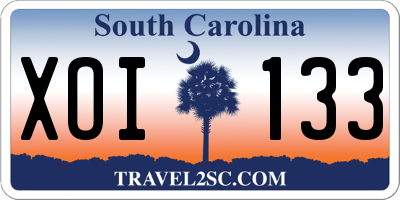 SC license plate XOI133