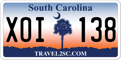 SC license plate XOI138