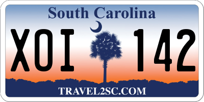 SC license plate XOI142