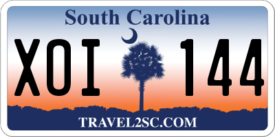 SC license plate XOI144
