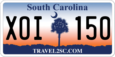 SC license plate XOI150