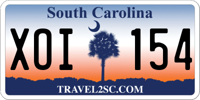SC license plate XOI154